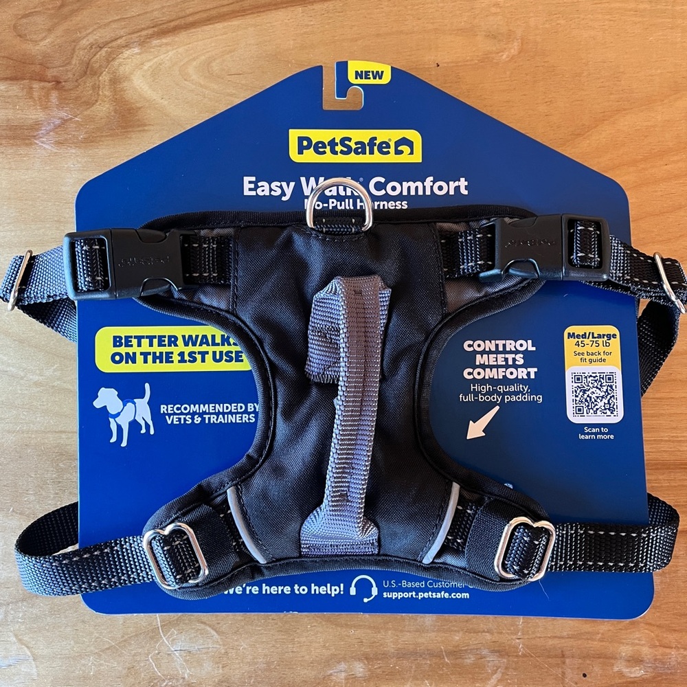 PetSafe Easy Walk Comfort No-Pull Dog Harness, Charcoal/ Black, Medium/ Large